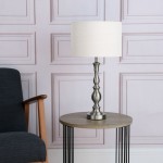 Madrid - Satin Chrome Table Lamp with White Shade
