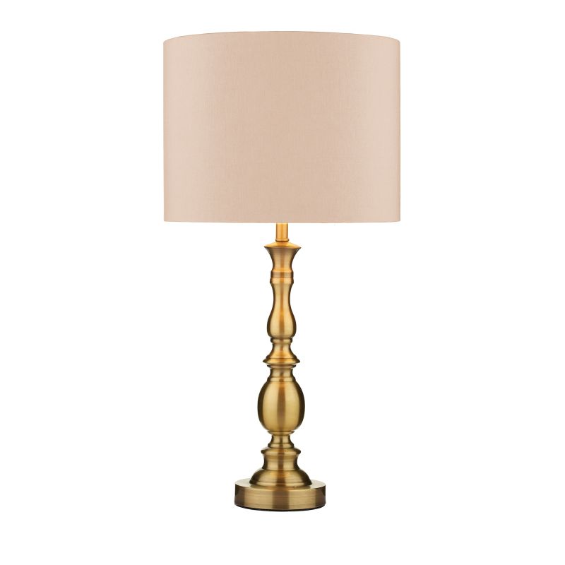 Dar-MAD4275 - Madrid - Antique Brass Table Lamp with Beige Shade