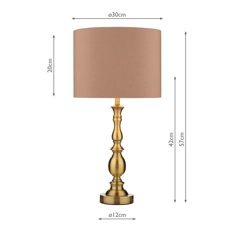 Dar-MAD4275 - Madrid - Antique Brass Table Lamp with Beige Shade