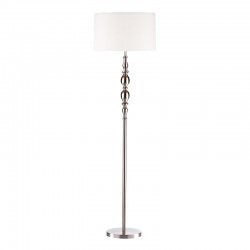 Madrid - Satin Chrome Floor Lamp with White Shade Madrid - Satin Chrome Floor Lamp with White Shade