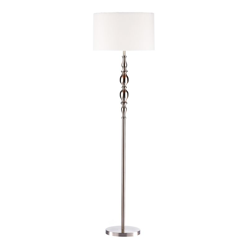 Dar-MAD4946 - Madrid - Satin Chrome Floor Lamp with White Shade