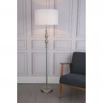 Madrid - Satin Chrome Floor Lamp with White Shade