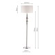 Dar-MAD4946 - Madrid - Satin Chrome Floor Lamp with White Shade