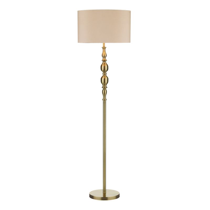 Dar-MAD4975 - Madrid - Antique Brass Floor Lamp with Beige Shade