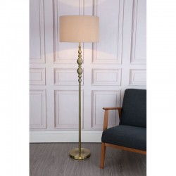 Madrid - Antique Brass Floor Lamp with Beige Shade Madrid - Antique Brass Floor Lamp with Beige Shade