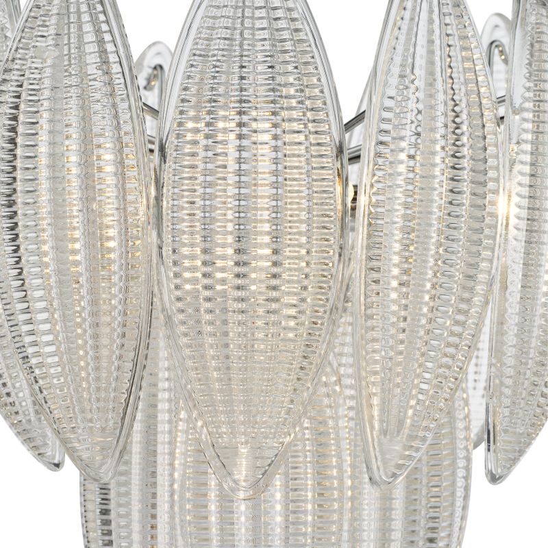 Ceiling Lights - Maeve - Clear Glass Leaves & Polished Chrome 6 Light Pendant Dar-MAE0608 - Maeve - Clear Glass Leaves & Polished Chrome 6 Light Pendant