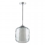 Majella - Chrome Pendant with Opal & Smoked Dimpled Glass