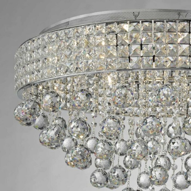 Crystal & Acrylic - Matrix - Crystal with Chrome 9 Light Ceiling Lamp Dar-MAT1350 - Matrix - Crystal with Chrome 9 Light Ceiling Lamp