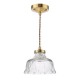 Dar-MAU0142 - Maude - Natural Brass Pendant with Ribbed Glass