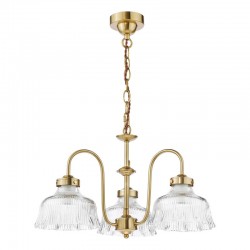 Maude - Natural Brass 3 Light Centre Fitting with Ribbed Glass Maude - Natural Brass 3 Light Centre Fitting with Ribbed Glass