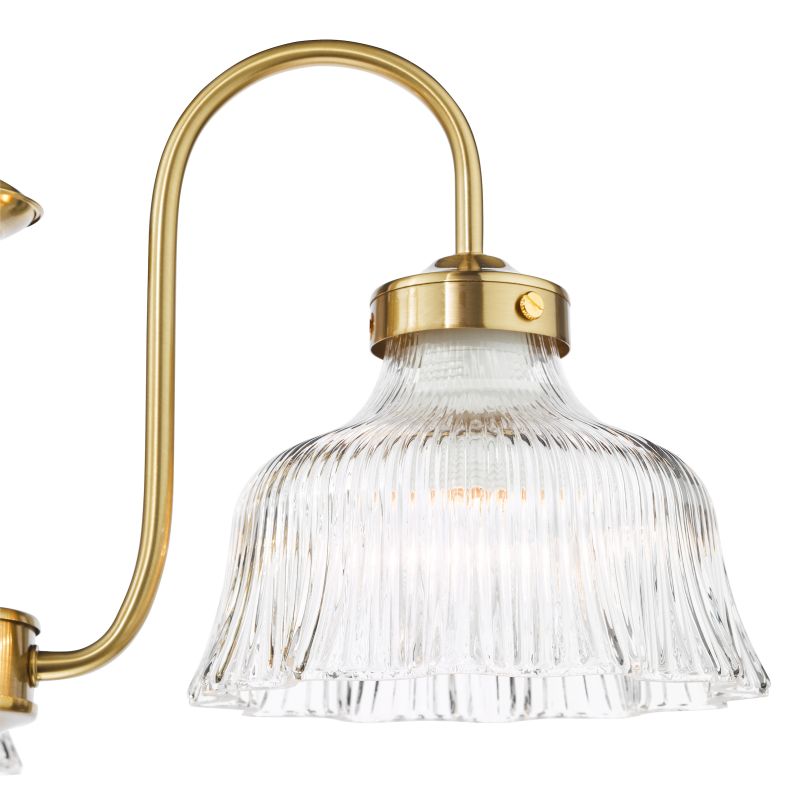 Dar-MAU0342 - Maude - Natural Brass 3 Light Centre Fitting with Ribbed Glass