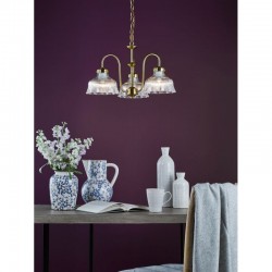 Maude - Natural Brass 3 Light Centre Fitting with Ribbed Glass Maude - Natural Brass 3 Light Centre Fitting with Ribbed Glass
