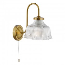 Maude - Natural Brass Wall Lamp with Ribbed Glass Maude - Natural Brass Wall Lamp with Ribbed Glass