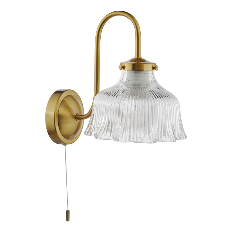 Dar-MAU0742 - Maude - Natural Brass Wall Lamp with Ribbed Glass