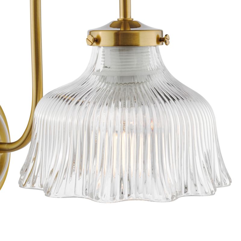 Dar-MAU0742 - Maude - Natural Brass Wall Lamp with Ribbed Glass