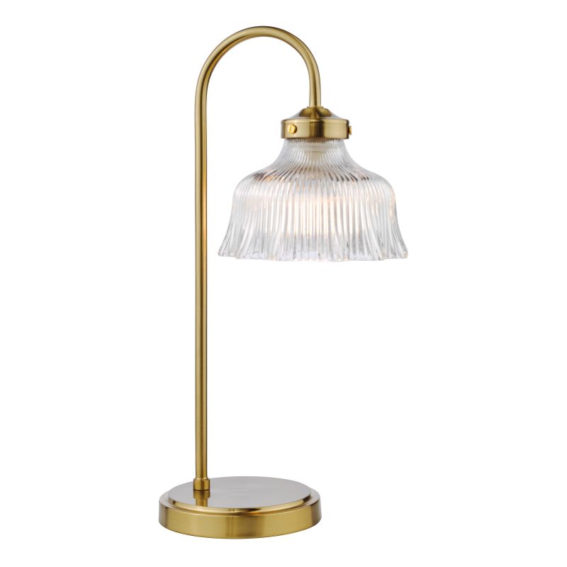 Dar-MAU4242 - Maude - Natural Brass Table Lamp with Ribbed Glass