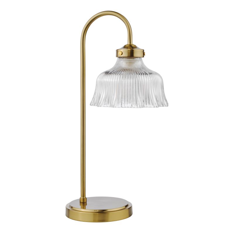 Dar-MAU4242 - Maude - Natural Brass Table Lamp with Ribbed Glass