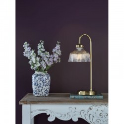 Maude - Natural Brass Table Lamp with Ribbed Glass Maude - Natural Brass Table Lamp with Ribbed Glass