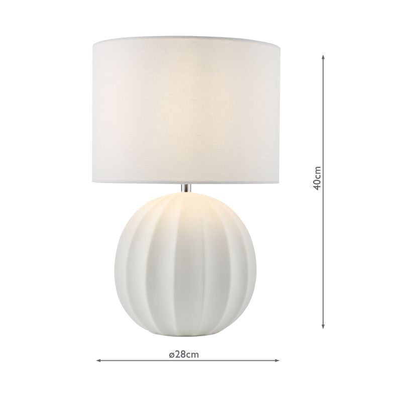 Dar-MAV4233 - Mavis - White Ceramic Table Lamp with Ivory Shade