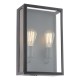 Dar_Vol3-MAZ5022 - Mazin - Matt Black Lantern Wall Lamp with Clear Glass IP44