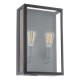 Dar_Vol3-MAZ5022 - Mazin - Matt Black Lantern Wall Lamp with Clear Glass IP44