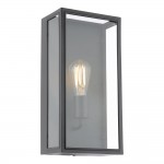 Mazin - Matt Black Lantern Wall Lamp with Clear Glass IP44