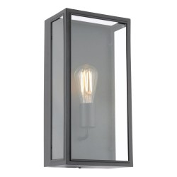 Mazin - Matt Black Lantern Wall Lamp with Clear Glass IP44