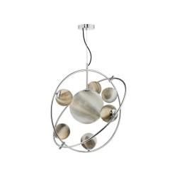 Mikara - Chrome 7 Light Planet Pendant with Marble Glass Mikara - Chrome 7 Light Planet Pendant with Marble Glass