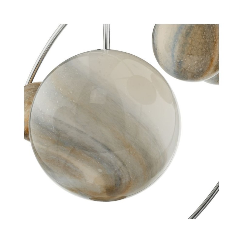 Dar-MIK3450 - Mikara - Marble Glass & Chrome 7 Light Planet Pendant