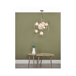 Mikara - Chrome 7 Light Planet Pendant with Marble Glass Mikara - Chrome 7 Light Planet Pendant with Marble Glass