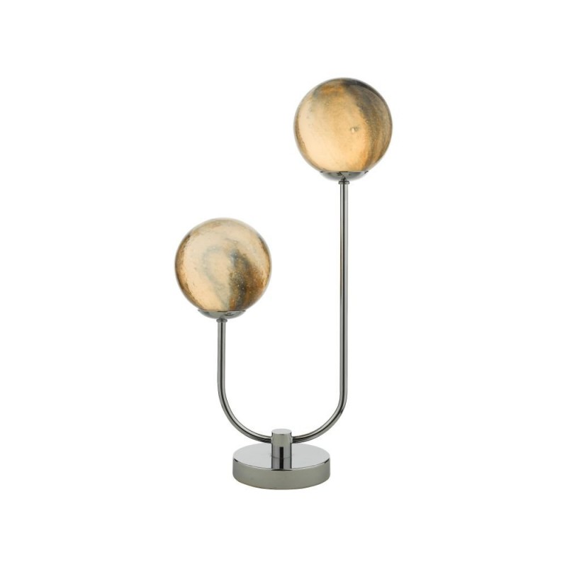 Dar-MIK4250 - Mikara - Marble Glass & Chrome 2 Light Table Lamp