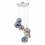 Mira - Chrome 6 Light Cluster Pendant with Rainbow Glass Mira - Chrome 6 Light Cluster Pendant with Rainbow Glass