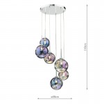 Mira - Chrome 6 Light Cluster Pendant with Rainbow Glass Mira - Chrome 6 Light Cluster Pendant with Rainbow Glass
