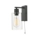 Wall Lights - Miu - Clear Glass & Black Single Wall Lamp Wisebuys-MIU0722 - Miu - Clear Glass & Black Single Wall Lamp