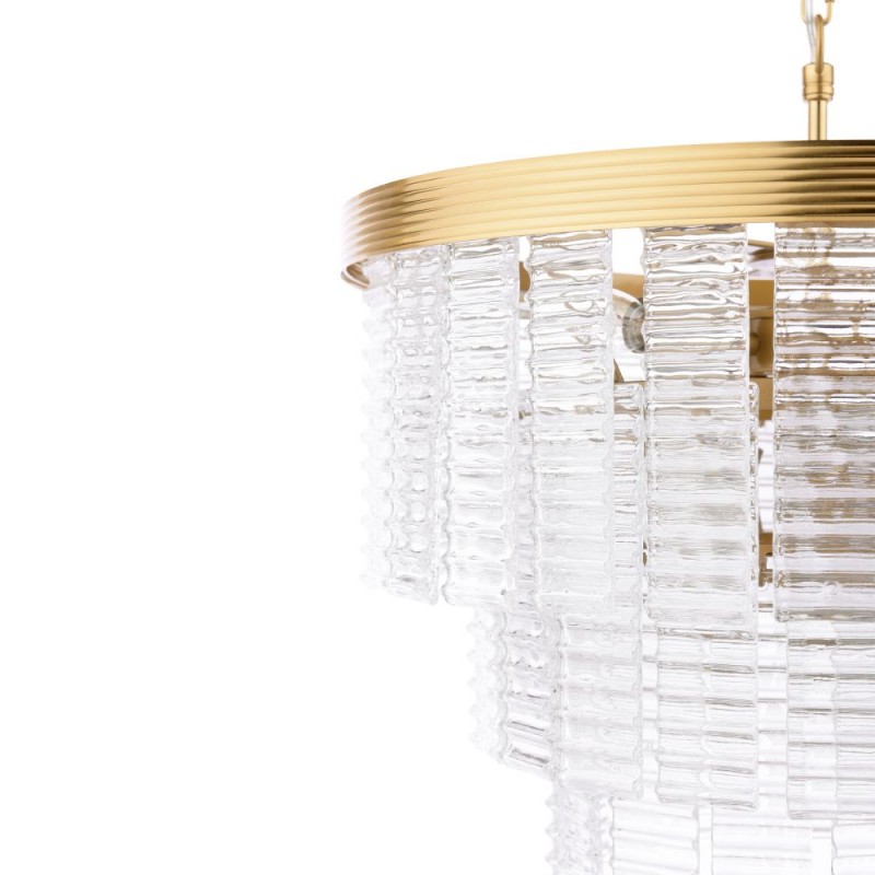 Dar-MOE3435 - Moesha - Natural Brass 6 Light Centre Fitting with Ribbed Glass