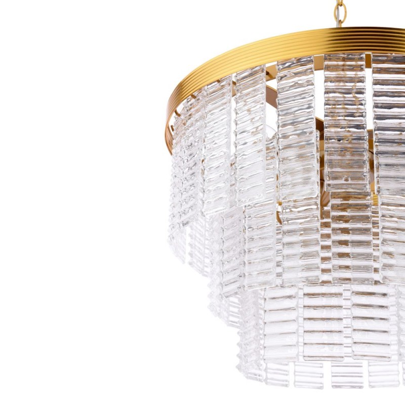 Dar-MOE3435 - Moesha - Natural Brass 6 Light Centre Fitting with Ribbed Glass