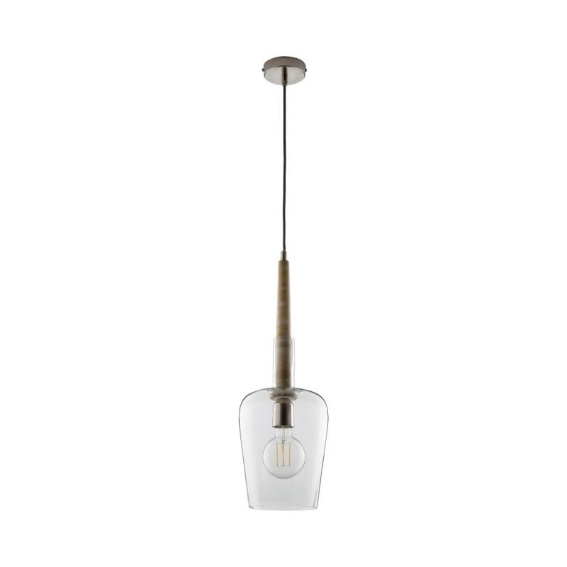Ceiling Lights - Mumbai - Clear Glass with Whitewash Wood Hanging Pendant Dar-MUM0148 - Mumbai - Clear Glass with Whitewash Wood Hanging Pendant