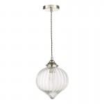 Mya - Nickel Pendant with Clear Ribbed Glass Mya - Nickel Pendant with Clear Ribbed Glass