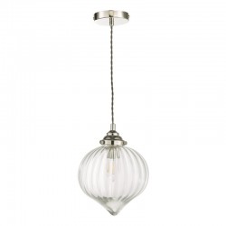 Mya - Nickel Pendant with Clear Ribbed Glass Mya - Nickel Pendant with Clear Ribbed Glass