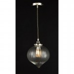 Mya - Nickel Pendant with Clear Ribbed Glass Mya - Nickel Pendant with Clear Ribbed Glass
