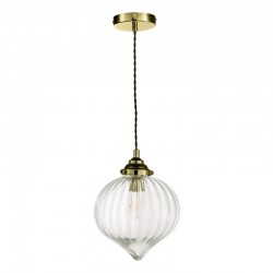 Mya - Antique Brass Pendant with Clear Ribbed Glass Mya - Antique Brass Pendant with Clear Ribbed Glass