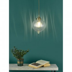 Mya - Antique Brass Pendant with Clear Ribbed Glass Mya - Antique Brass Pendant with Clear Ribbed Glass
