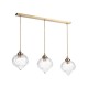 Dar-MYA0375 - Mya - Antique Brass 3 Light over Island Fitting with Ribbed Clear Glasses