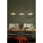 Mya - Antique Brass 3 Light over Island Fitting with Clear Ribbed Glass Mya - Antique Brass 3 Light over Island Fitting with Clear Ribbed Glass