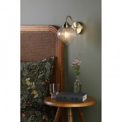 Mya - Antique Brass Wall Lamp with Ribbed Clear Glass