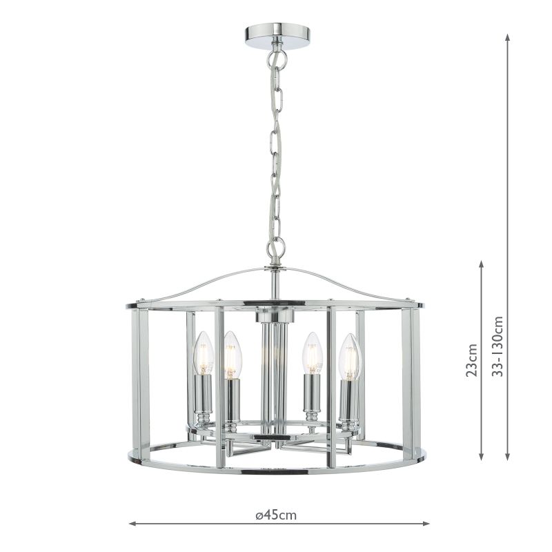 Dar-MYK0450 - Myka - Polished Chrome 4 Light Lantern Pendant