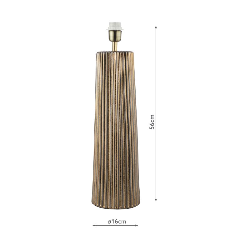 Dar-MYL4229 - Myla - Base Only - Bronze Ribbed Table Lamp