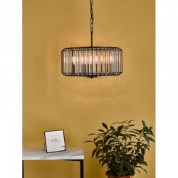 Naeva - Satin Black 4 Light Pendant with Crystal Naeva - Satin Black 4 Light Pendant with Crystal