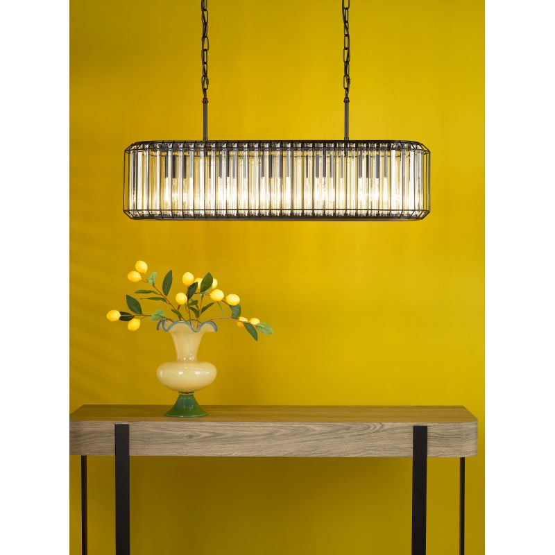 Dar-NAE0522 - Naeva - Satin Black 5 Light over Island Fitting with Crystal