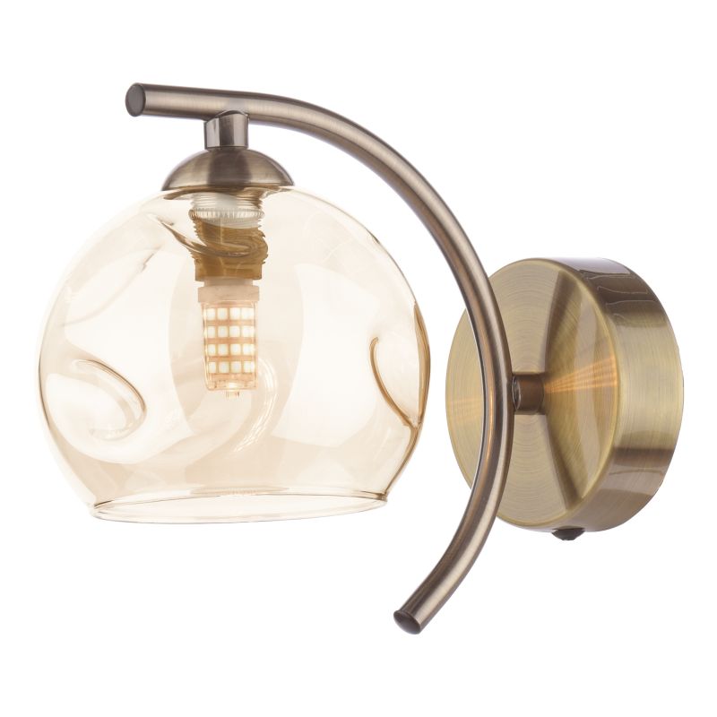 Wisebuys-NAK0775-16 - Nakita - Amber Dimpled Glass & Antique Brass Wall Lamp